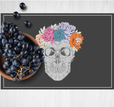 Hodeskalle med fargerike blomster originale spisebrikke - Tenstickers
