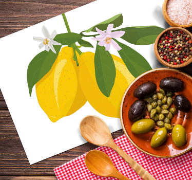 Lemon branch illustrasjon spisebrikke original - Tenstickers