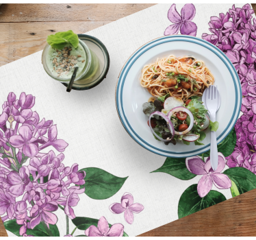 Lilla og grønne blomster originale spisebrikke - Tenstickers