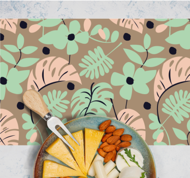 Pastellfarger monstera blomster og blader originale spisebrikke - Tenstickers