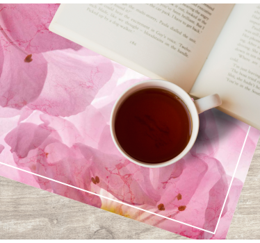 Rosa blomster med blader originale spisebrikke - Tenstickers