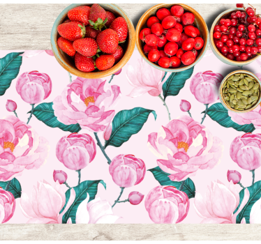 Rosa blomstermønster spisebrikke original - Tenstickers