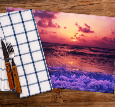 Solnedgangs havscene spisebrikke original - Tenstickers