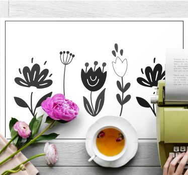 Spisebrikke original blomsterlinje kunst - Tenstickers