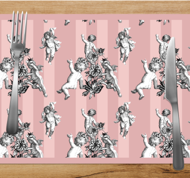 Spisebrikke original englecheruber blomster - Tenstickers