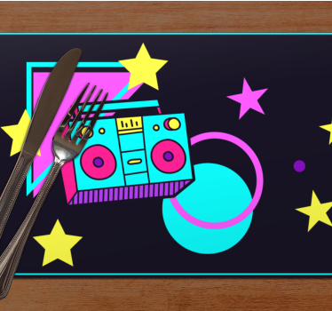 Spisebrikke original fargerik retro boom box - Tenstickers
