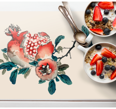 Spisebrikke original granateple blomsterdesign - Tenstickers