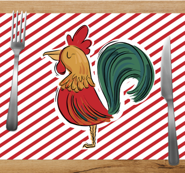 Spisebrikke original høne med striper - Tenstickers