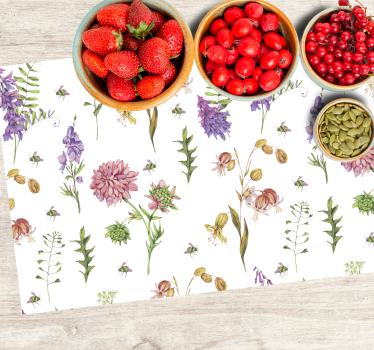 Spisebrikke original med blomsterbotanisk mønster - Tenstickers