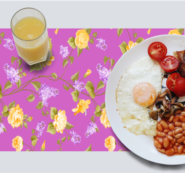Spisebrikke original med blomsterdesign i sterke farger - Tenstickers