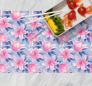Spisebrikke original med blomsterliljemønster rosa - Tenstickers