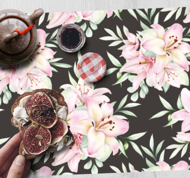 Spisebrikke original med blomstrende rosa liljer - Tenstickers
