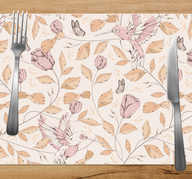 Spisebrikke original med kolibri blomsterdesign - Tenstickers
