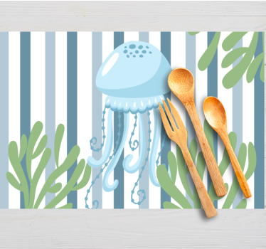 Spisebrikke original med undervannsscene av maneter - Tenstickers