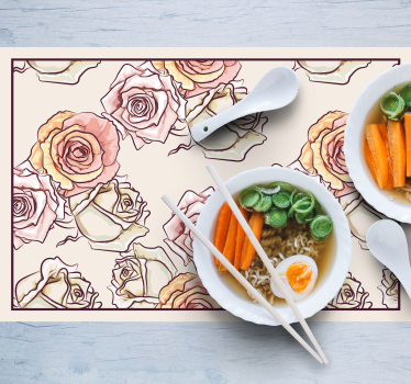 Spisebrikke original roseblomsterarrangement - Tenstickers