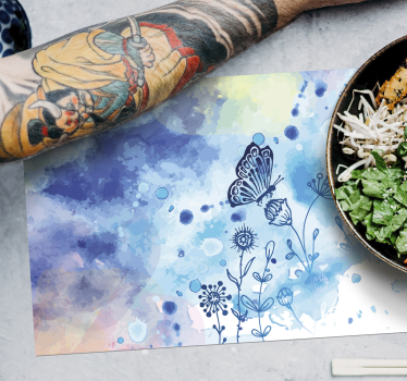Spisebrikke original sommerfugl blomster mønster - Tenstickers