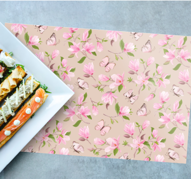 Spisebrikke original sommerfugl blomsterdesign - Tenstickers