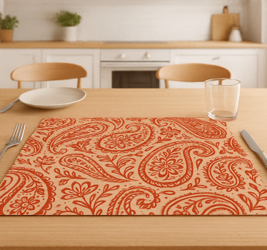 Spisebrikke original varm rød paisley mønster - Tenstickers