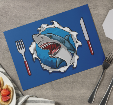 Stor hai 3d fisk vinyl spisebrikker - Tenstickers