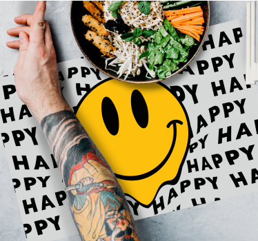 Stor smiley glad ansikt originale spisebrikke - Tenstickers