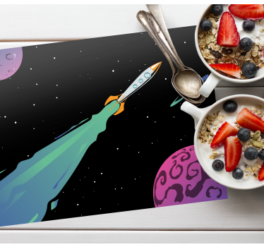 Tegneserieplass med rakett originale spisebrikke - Tenstickers