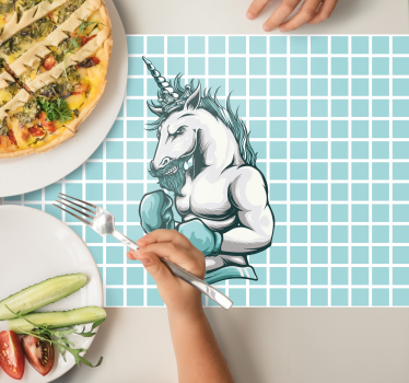 Trening gym unicorn tegneserie originale spisebrikke - Tenstickers