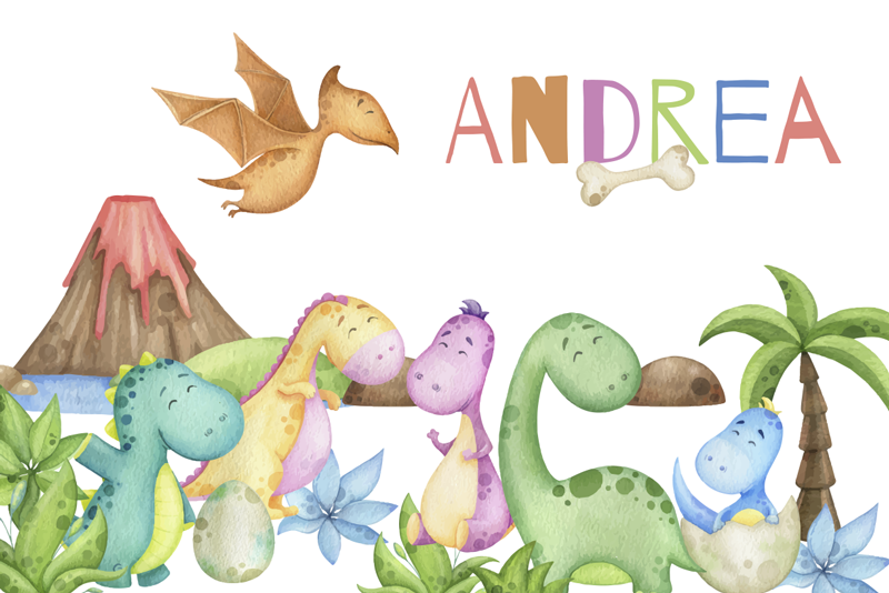 Jurasscene spisebrikke med navn - Tenstickers