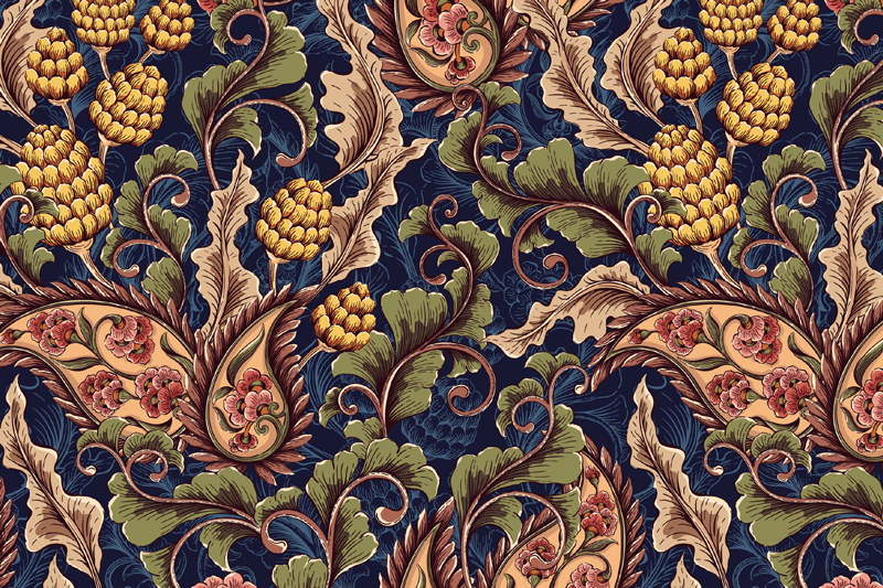 Realistisk paisley illustrasjon trendy spisebrikker - Tenstickers