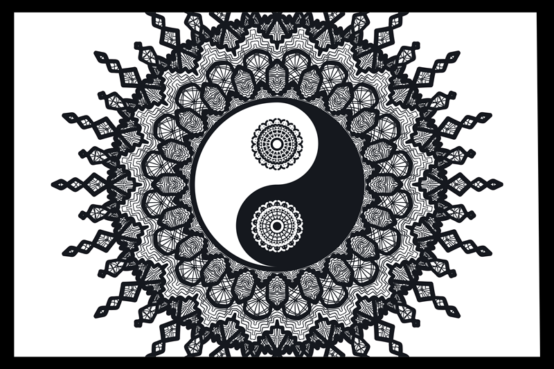 Spisebrikke tekstur yin yang mandala mønster - Tenstickers