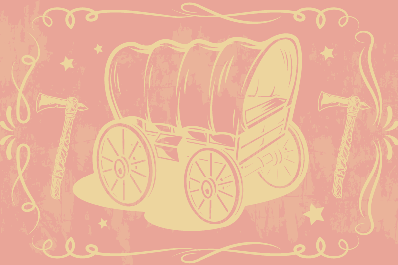 Spisebrikke original med vintage vogn illustrasjon - Tenstickers