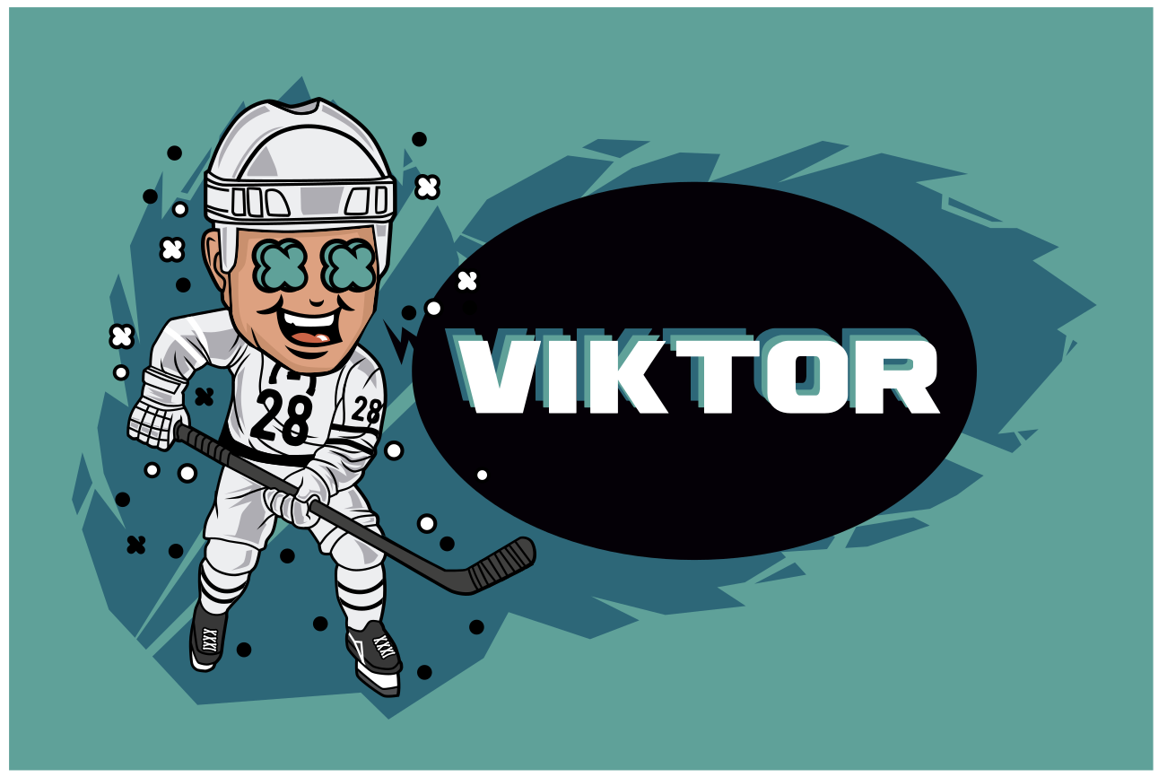Spisebrikke spedbarn med tegneserie hockeyspiller - Tenstickers