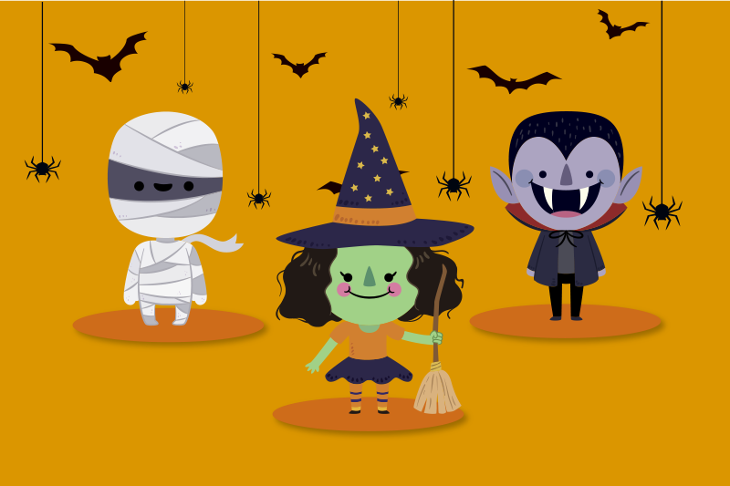 Spisebrikke halloween med morsomme halloween-figurer - Tenstickers
