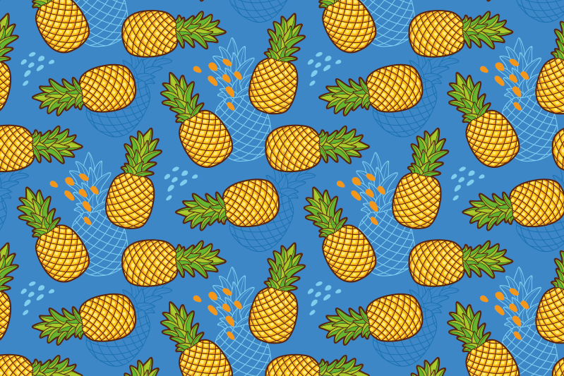Ananas på blå bakgrunn original matemat - Tenstickers