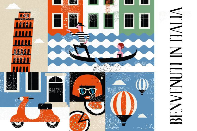 Spisebrikke original livlig italiensk scene - Tenstickers