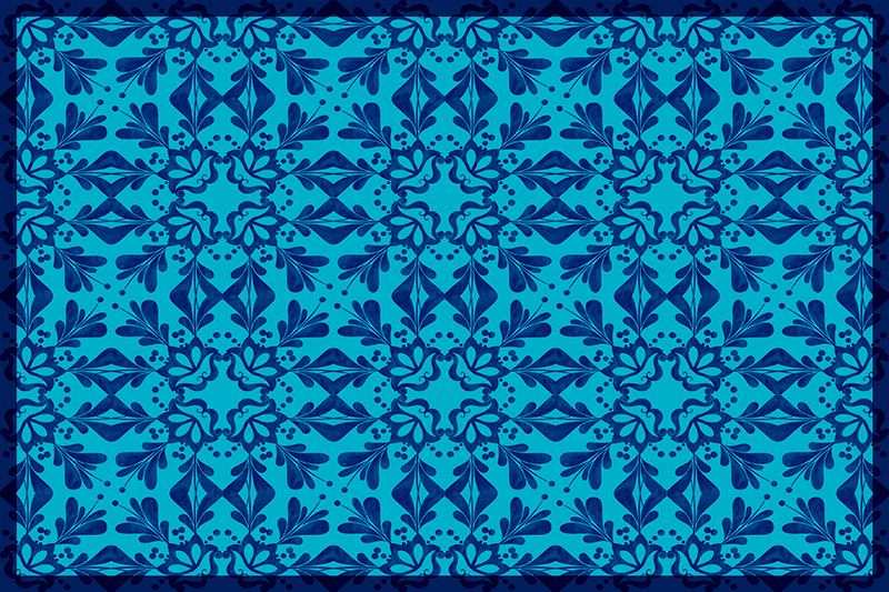 Blå mosaikk med blomster elegante spisebrikker - Tenstickers