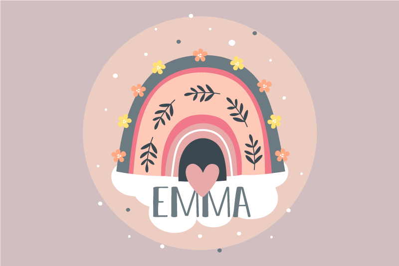 Regnbue med navn for personlige bordplater - Tenstickers