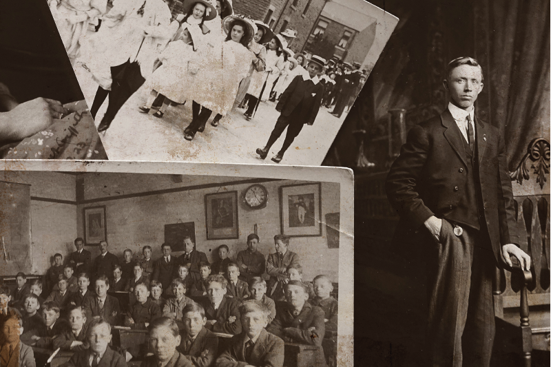 Spisebrikke hus vintage fotokollasje - Tenstickers