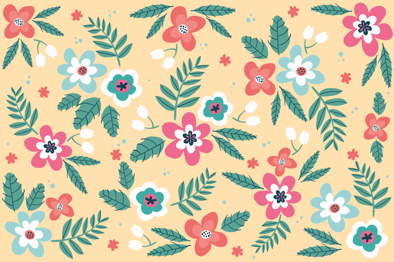 Retro blomst originale spisebrikker - Tenstickers