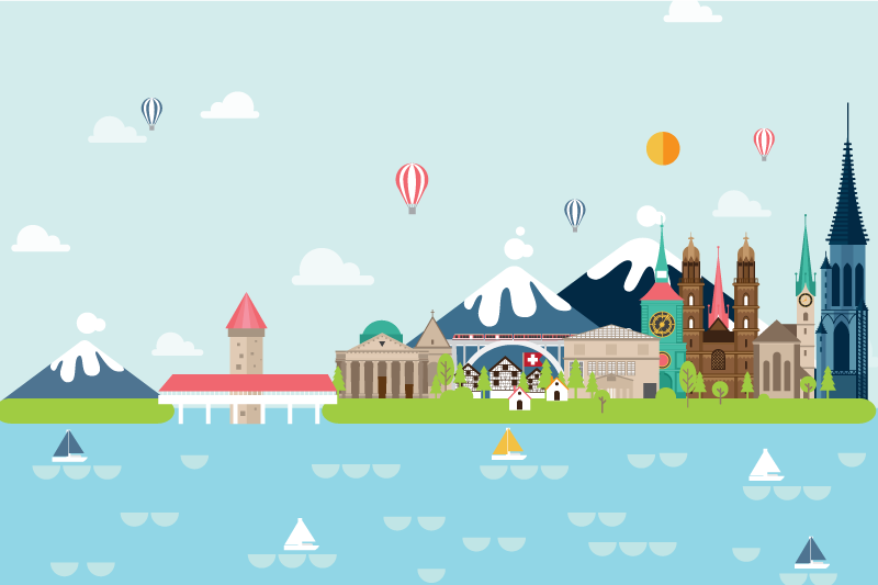 Fargerik bylandskap spisebrikke original - Tenstickers