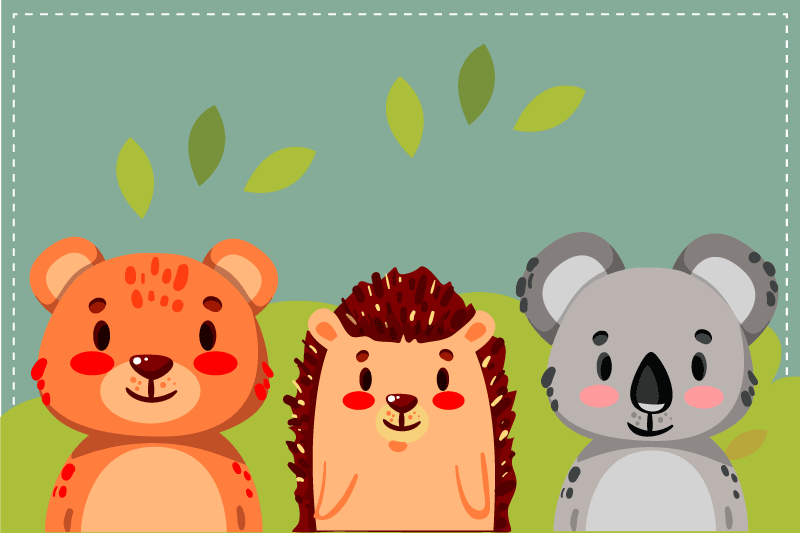 Flat ville dyrekortsamling spisebrikke spedbarn - Tenstickers