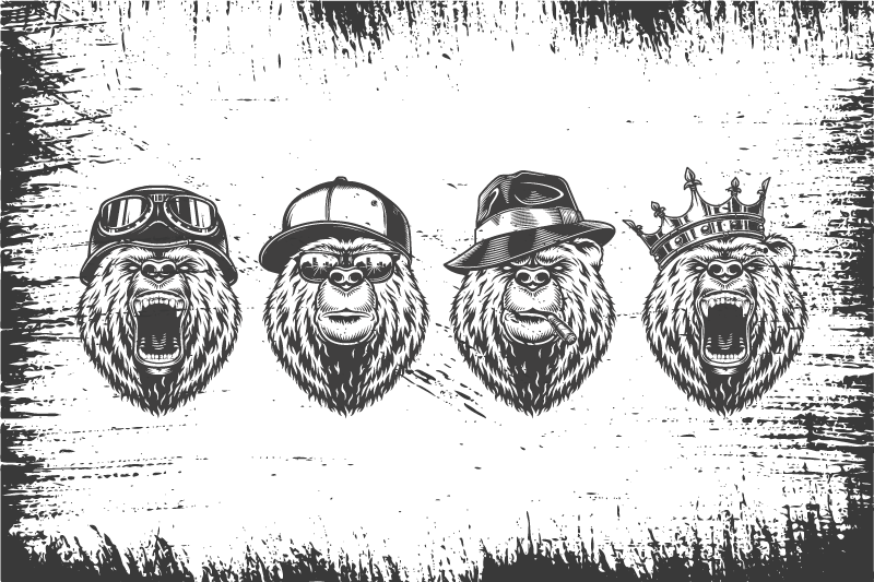 Spisebrikke original stilige bjørneportretter - Tenstickers