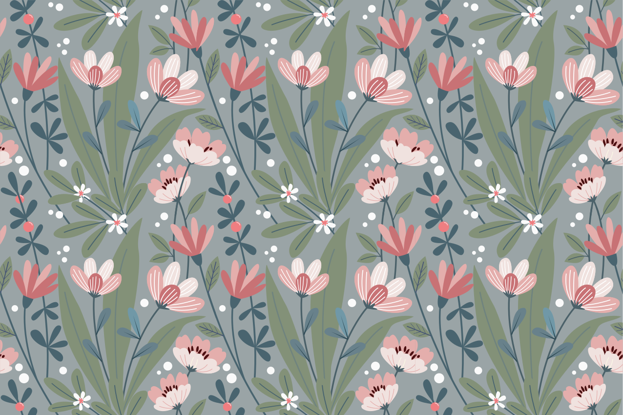 Spisebrikke original blomsterdesign - Tenstickers