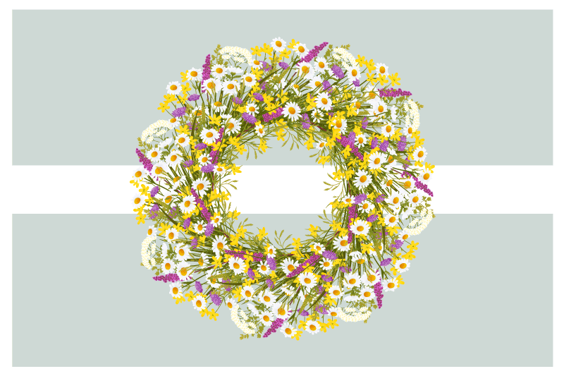 Spisebrikke original blomsterkrans midtpunkt - Tenstickers