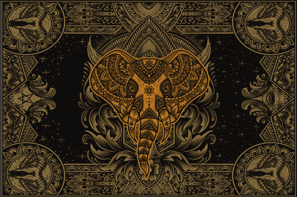 Spisebrikke original med intrikat elefantmotiv - Tenstickers