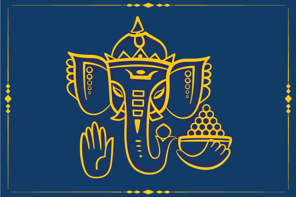 Blå indisk elefant spisebrikke elegant - Tenstickers