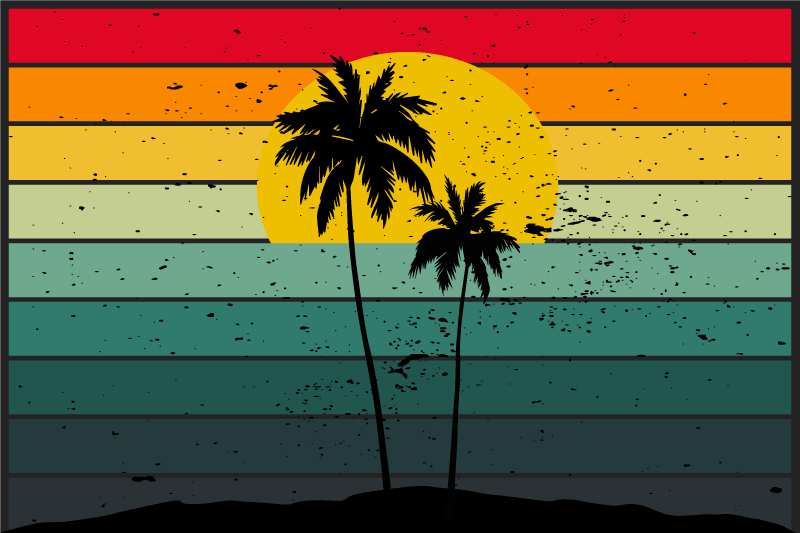 Tropisk solnedgang landskap spisebrikke original - Tenstickers