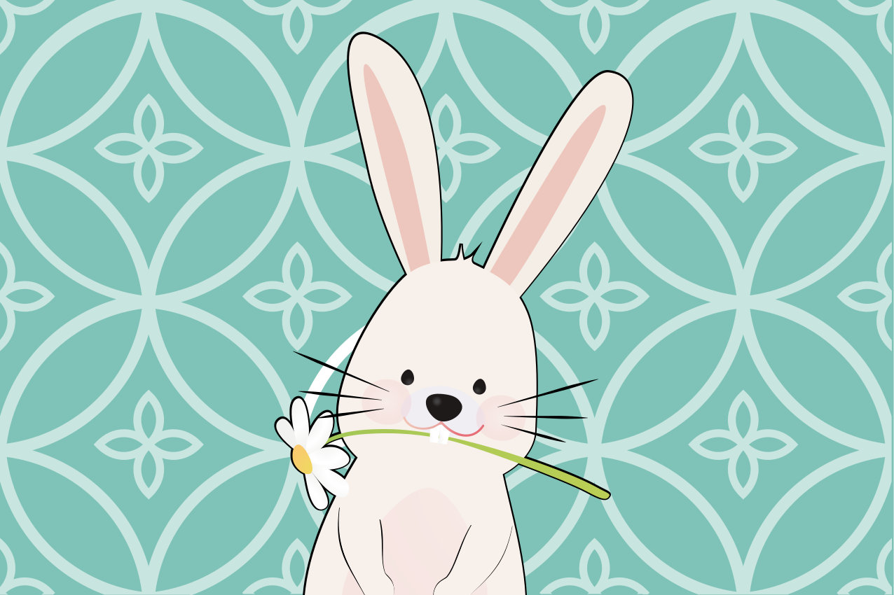 Søt kanin med blomst spisebrikke spedbarn - Tenstickers