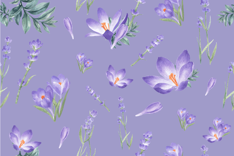 Vintage lilla blomster spisebrikke original - Tenstickers