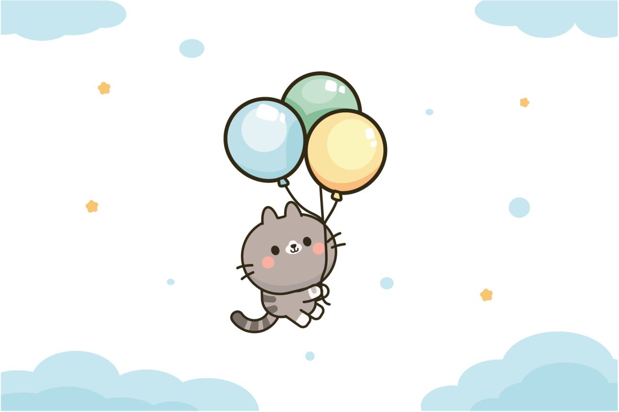 Katt og ballonger spisebrikke spedbarn - Tenstickers