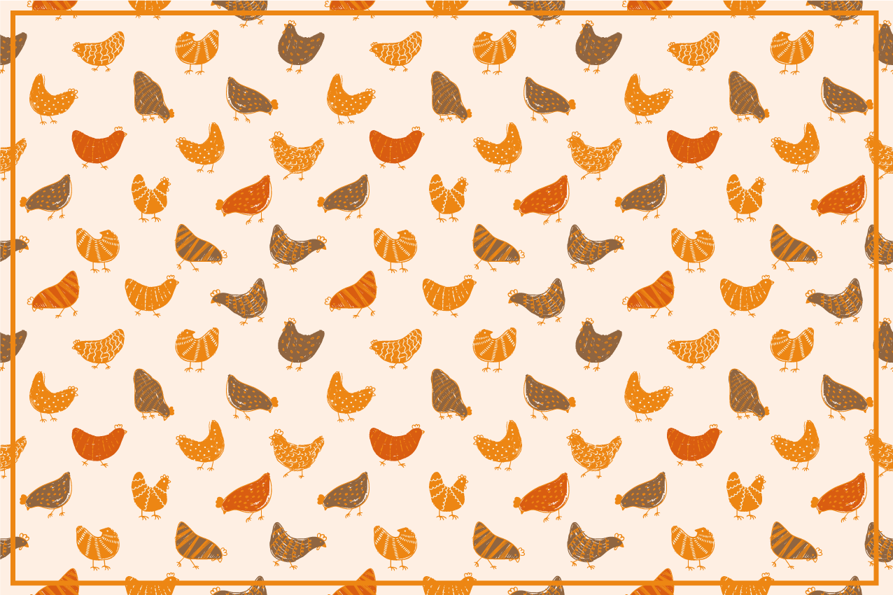Kylling og kylling oransje mønster spisebrikke spedbarn - Tenstickers
